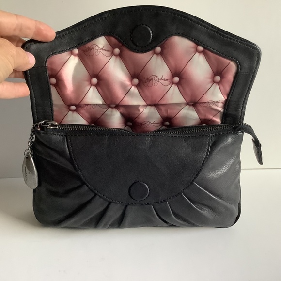 Betsey Johnson Black Leather Clutch with Silver Detail - Picture 7 of 10